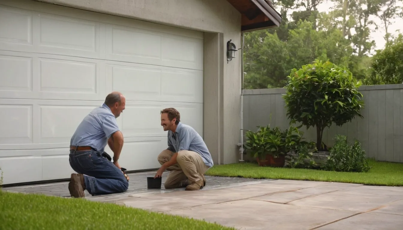 A friendly local provider checking the track of a garage door at a Kissimmee home